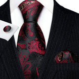 Ensemble élégant de cravates et boutons de manchette en soie à fleurs multiples pour homme, cravate jacquard à fleurs pour mariage, entreprise, fête, événement, Barry.Wang