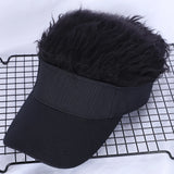 Men Women Casual Concise Sunshade Adjustable Sun Visor Baseball Cap with Spiked Hairs Wig Baseball Hat with Spiked Wigs