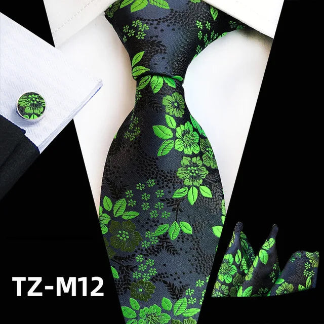 Ensemble de cravates en soie rose floral pour hommes, ensemble de cravates de fête de mariage, mouchoir, broche, boutons de manchette, accessoires pour hommes de haute qualité Gravata