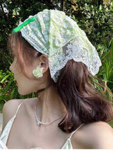 1 foulard triangulaire en dentelle rétro des années 1950, foulard brodé en dentelle, bandana floral au crochet pour femmes et filles