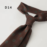 Cravate en polyester jacquard 8 cm, style décontracté, rouge et marron, pour homme, accessoire de costume, de fête, de mariage ou de banquet