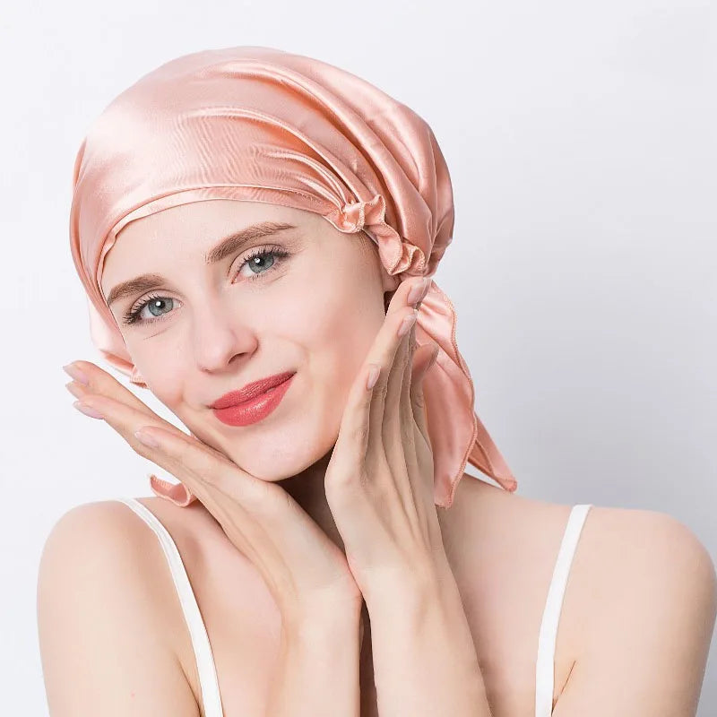 Bonnet de nuit en soie de mûrier 100 % naturelle, bonnet de douche en soie, bonnet de nuit, tâches ménagères, cuisine, soins capillaires, bonnet protecteur, accessoires pour cheveux