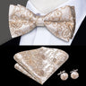 Hi-Tie Marque Soie Pré-noué Homme Nœud Papillon Mouchoir Boutons de Manchette Ensemble Nœud Papillon pour Homme Jacquard Solide Cachemire Floral Mariage Cadeau d'Affaires