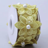 Ruban de dentelle brodé à fleurs, 3,5 x 50 cm, franges perlées, garniture en tissu, rubans pour robe de mariée faite à la main, fournitures de couture DIY