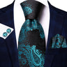 Hi-Tie Cravate de mariage en soie pour homme, motif cachemire, couleur unie, rose, corail, design tendance, qualité, mouchoir, bouton de manchette, fête d'affaires