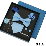 Coffret cadeau pour homme et femme, pochette, cravate, boutons de manchette, broche, couleur unie, pour mariage, affaires, vente en gros