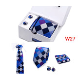 Mens Tie Set In A Box Paisley Ties For Men Gifts Luxury Necktie Pocket Square Cufflinks Wedding Business Formal Suit Tie