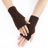 Gants longs sans doigts pour femmes, mitaines d'hiver épaisses, tricotées torsadées, manches chaudes, fines, décontractées, douces, unisexes