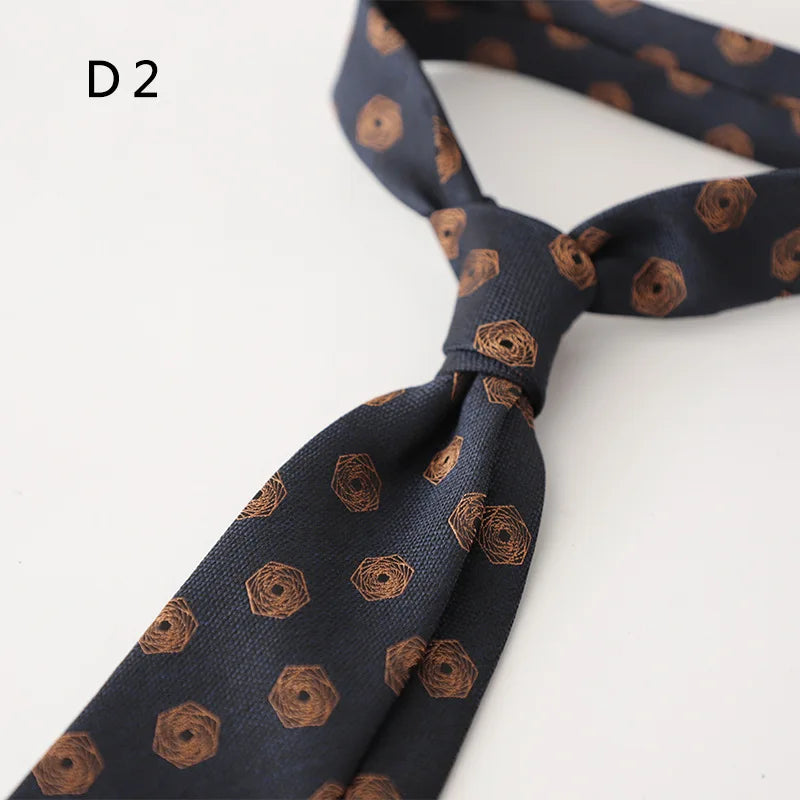 Cravate en polyester jacquard 8 cm, style décontracté, rouge et marron, pour homme, accessoire de costume, de fête, de mariage ou de banquet