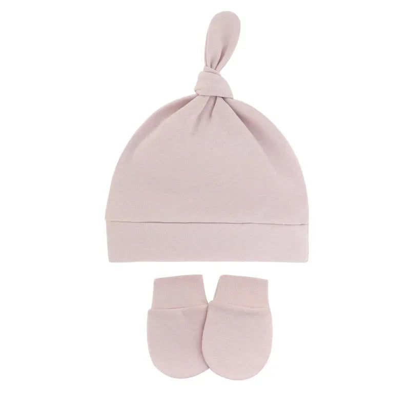 Bonnet pour nouveau-né avec gants, bonnet chaud en coton pour enfants, accessoires pour enfants, bonnet de nuit pour bébés de 0 à 6 mois, automne et hiver