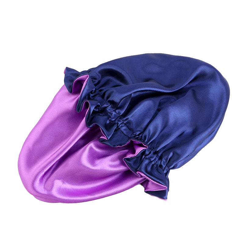 Gorro de satén reversible para mujer, gorro de dormir de doble capa ajustable, gorro de dormir redondo extragrande, gorro de ducha