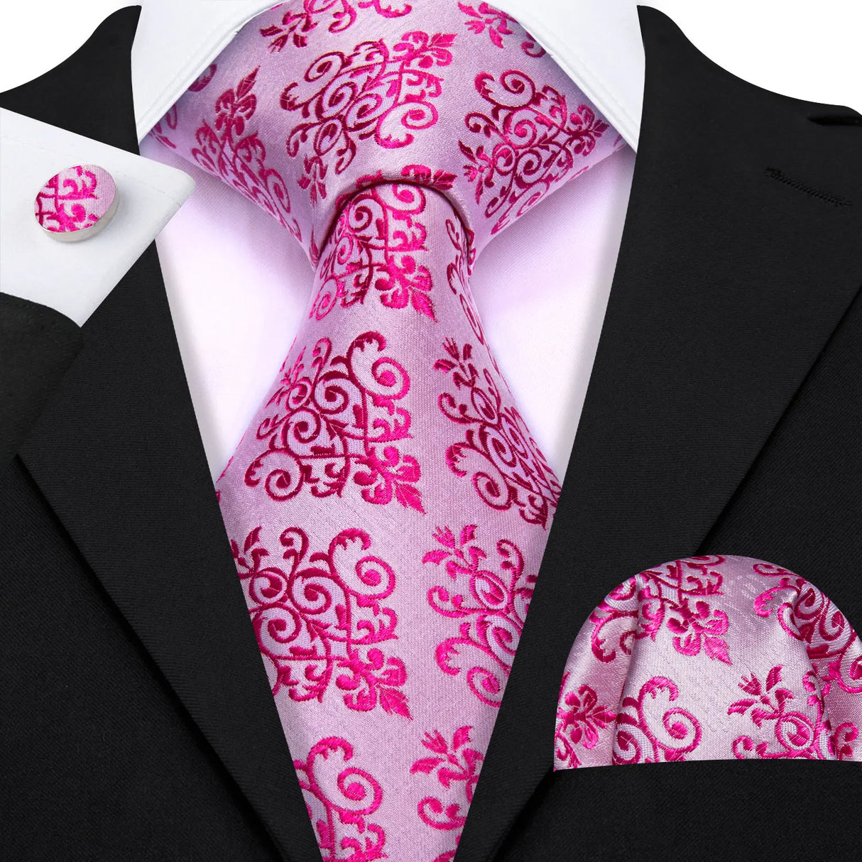 Ensemble élégant de cravates et boutons de manchette en soie à fleurs multiples pour homme, cravate jacquard à fleurs pour mariage, entreprise, fête, événement, Barry.Wang