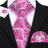 Ensemble élégant de cravates et boutons de manchette en soie à fleurs multiples pour homme, cravate jacquard à fleurs pour mariage, entreprise, fête, événement, Barry.Wang