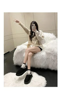Snow Boots for Women 2023 Winter New Cashmere Warm Thick Soles Without Heel-covered Hair Half Slipper Cotton Shoes for Women