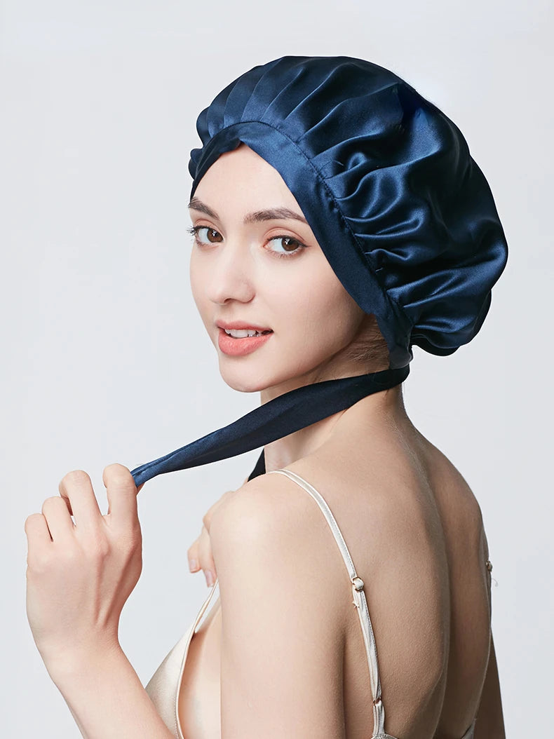 Pure Silk Hair Bonnets For Women Sleeping Cap Luxury Natual Silk Sleep Cap Night Bonnet Caps Hair Protection Turban Head Wraps
