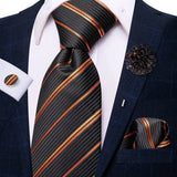 Cravate rose cachemire avec broche en soie, élégante cravate de mariage pour homme, bouton de manchette pratique, mode affaires fête, créateur de cravate haute