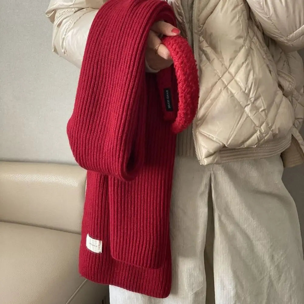 Knit Wool Scarf New Year Scarf Cashmere Shawl Winter Cashmere Scarves Korean Style Scarves Long Shawl Red Knitted Shawl Student
