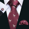 Barry.Wang Ensemble cravate et boutons de manchette en soie pour homme, motif jacquard, rouge, bordeaux, rose, pour mariage, affaires, fête