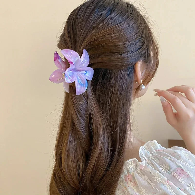 Acrylic Flower Hair Clip for Women Sweet Fresh Texture Hair Claws Clips Trendy Hair Accessories Girl Hairpin Korean Headwear