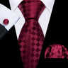 Barry.Wang Ensemble cravate et mouchoir en soie à carreaux pour homme, motif jacquard, idéal pour un mariage, un marié ou une équipe