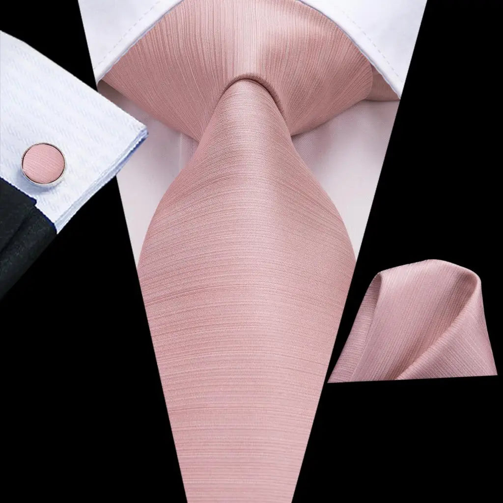 Hi-Tie 100% soie classique pour homme, cravate de mariage corail rose rouge pêche, pochette carrée, boutons de manchette, ensemble de cravates roses pour hommes, cravates cachemire unies