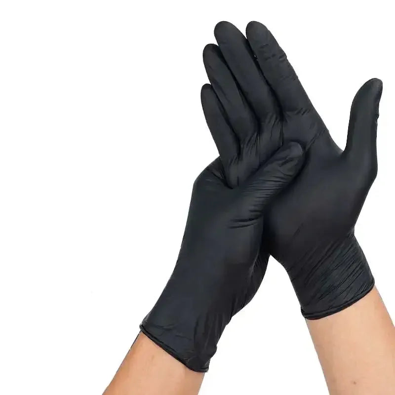 Lot de 20 gants jetables multifonctions en nitrile noir PVC, parfaits pour la réparation automobile, la préparation des aliments, la teinture des cheveux, etc.