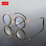 Reading Glasses Men High Quality Round Alloy Magnifying Glasses Eye Prescription 0 To +4 Clear Lens Anti Blue Light Glasses New