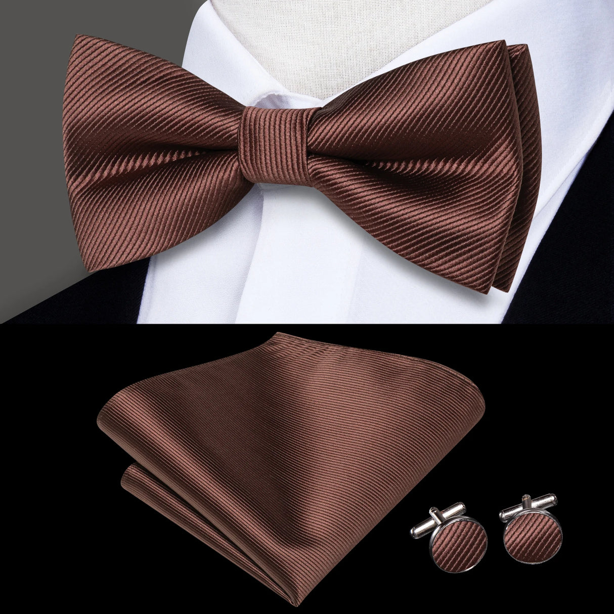 Hi-Tie Marque Soie Pré-noué Homme Nœud Papillon Mouchoir Boutons de Manchette Ensemble Nœud Papillon pour Homme Jacquard Solide Cachemire Floral Mariage Cadeau d'Affaires