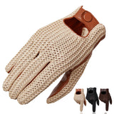 Autumn Winter Men's Wool Knitted Goatskin Touch Screen Gloves Locomotive mitten Car Driving Genuine Leather Motorcycle Gloves