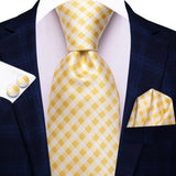 Hi-Tie Cravate de mariage en soie à motif floral, couleur champagne ivoire massif, pour homme, de qualité, avec boutons de manchette, tendance, pour entreprise, livraison directe