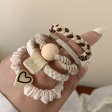 5pcs/Bag Women High Elastic Seamless Hair Rope Durable Bowknot Headbands No Crease Ponytail Holder Rubber Band Hair Accessories