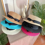 Chapeau de paille pour femme, chapeau de paille à dessus plat, vacances, shopping, plage, chapeaux pour femmes, chapeaux pour filles, église, courtoisie, Panama, chapeau de soleil