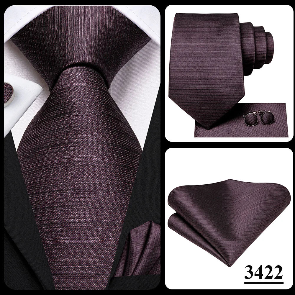 Hi-Tie – Cravate de mariage en soie violette unie à motif cachemire pour homme, ensemble de qualité avec boutons de manchette et mouchoir, cadeau tendance, livraison directe