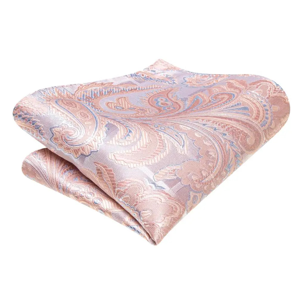 Cravate rose cachemire avec broche en soie, élégante cravate de mariage pour homme, bouton de manchette pratique, mode affaires fête, créateur de cravate haute