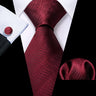 Barry.Wang Ensemble cravate et boutons de manchette en soie pour homme, motif jacquard, rouge, bordeaux, rose, pour mariage, affaires, fête