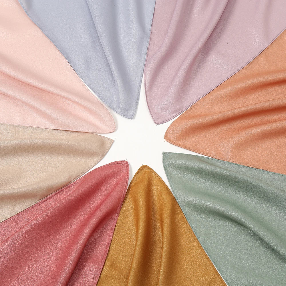 Foulard carré en soie pour femme, grande taille, couleur unie, doux, prêt à porter, bandana de luxe, 110 x 110 cm