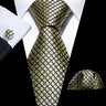 Barry.Wang Ensemble cravate et mouchoir en soie à carreaux pour homme, motif jacquard, idéal pour un mariage, un marié ou une équipe