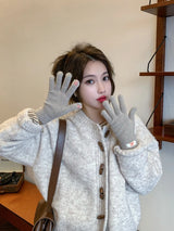 Neue Touchscreen-Handschuhe für Damen, Winter, verdicken, warm, gestrickt, Stretch-Handschuhe, Vollfinger-Skihandschuhe für Damen