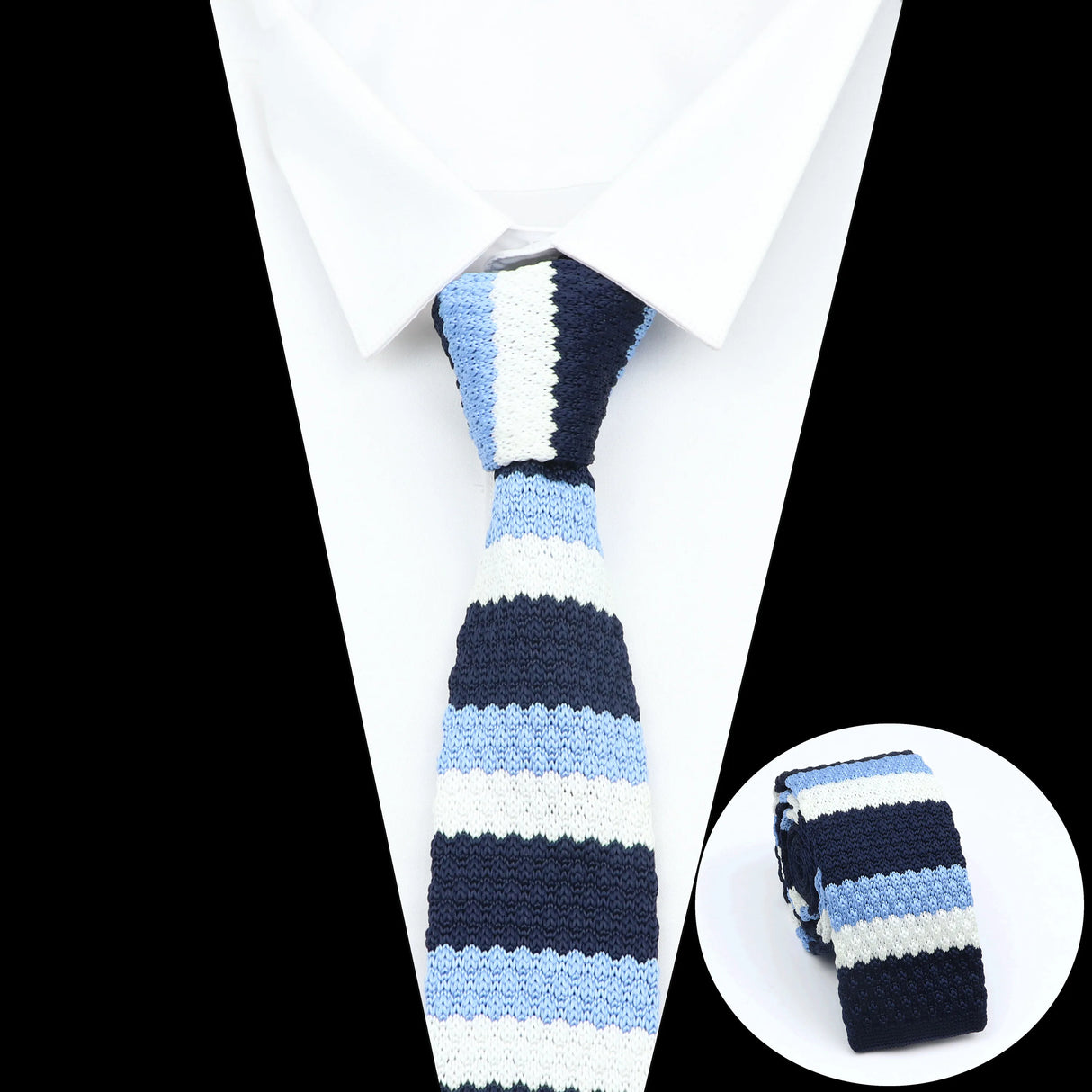 Cravate en tricot pour homme, tendance, fine, rayée, tissée, tricotée, colorée, chaude, design, idée cadeau