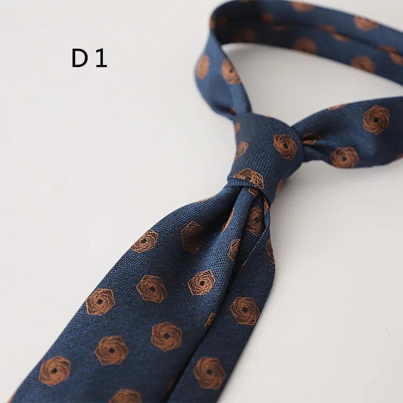 Cravate en polyester jacquard 8 cm, style décontracté, rouge et marron, pour homme, accessoire de costume, de fête, de mariage ou de banquet