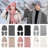 3-in-1-Beanie-Mütze, Schal, Handschuhe, Set, trendige, weiche, warme Touchscreen-Handschuhe, lässige Wintermütze für Damen und Herren
