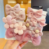 10 Pcs/Set New Baby Girl Cute Colors Flower Hair Bands Ponytail Holder Chilren Soft Scrunchies Rubber Kids Hair Accessories