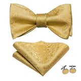 Hi-Tie Ensemble nœud papillon en soie pour homme, mouchoir et boutons de manchette, bleu, rouge, or, noir, blanc, jacquard, nœud papillon, mariage, affaires