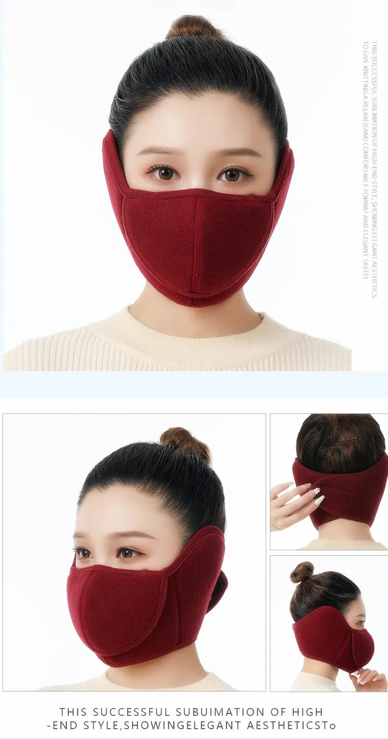 Winter Cold Warm Masks Ear Masks Full Package Thickened Shaking Grain Velvet Dust Mask For Men And Women