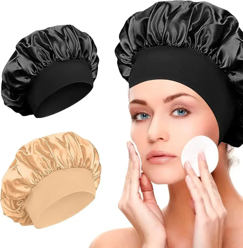 Bonnet Satin Sleeping Hat Hair Night Sleep Cap Head Cover Shower Caps for Bath and Sauna Bathing Shower Cap Bathroom Products