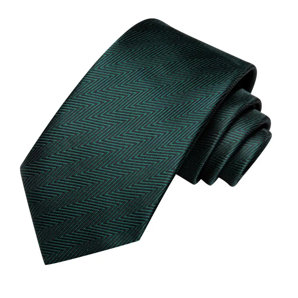 Cravate pour homme vert foncé uni 2023, nouvelle marque tendance, ensemble de cravates pour fête de mariage, boutons de manchette pratiques, cadeau en gros, créateur de cravates Hi-Tie