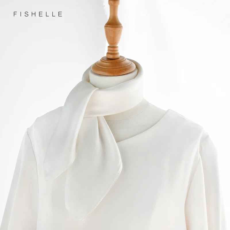 Foulard en pure soie blanche, foulard, mouchoir, foulard pour femme, 50x50, petit hijab, écharpe de cou, printemps automne
