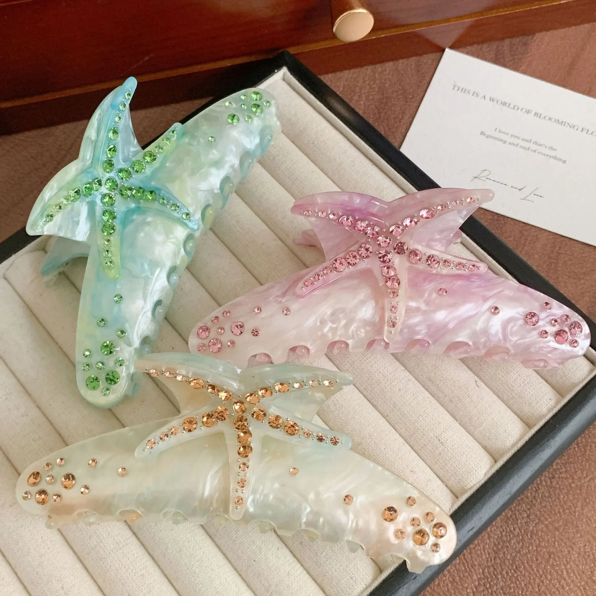 Pince à cheveux YHJ en forme d'étoile de mer pour femme, pince à cheveux en acétate et strass, bijoux de vacances, pince à cheveux tendance, accessoires pour cheveux