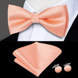 Hi-Tie Marque Soie Pré-noué Homme Nœud Papillon Mouchoir Boutons de Manchette Ensemble Nœud Papillon pour Homme Jacquard Solide Cachemire Floral Mariage Cadeau d'Affaires