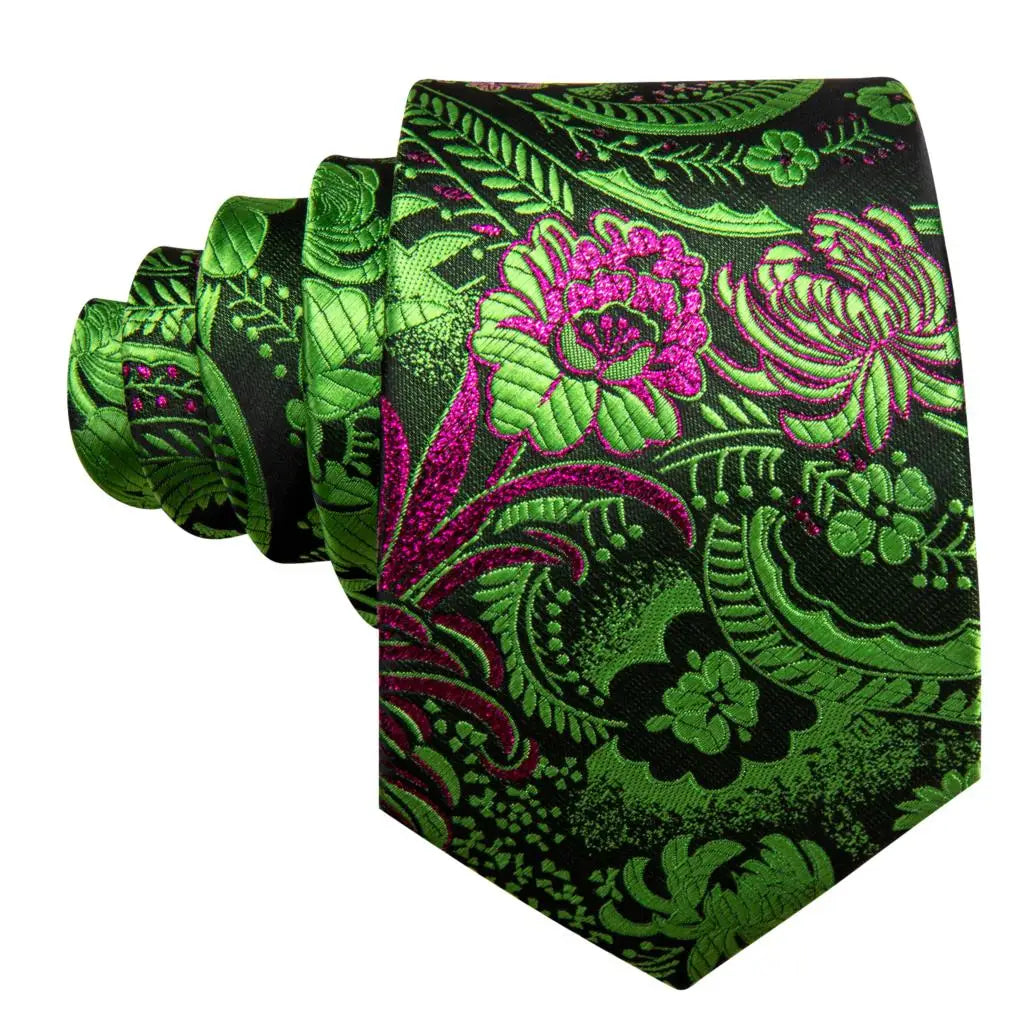 Ensemble élégant de cravates et boutons de manchette en soie à fleurs multiples pour homme, cravate jacquard à fleurs pour mariage, entreprise, fête, événement, Barry.Wang